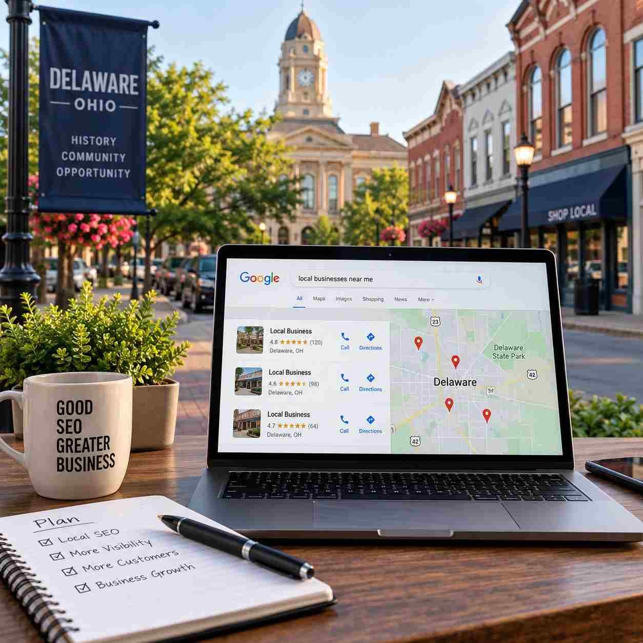 Local SEO Agency Delaware Ohio providing Google Maps and local search optimization services
