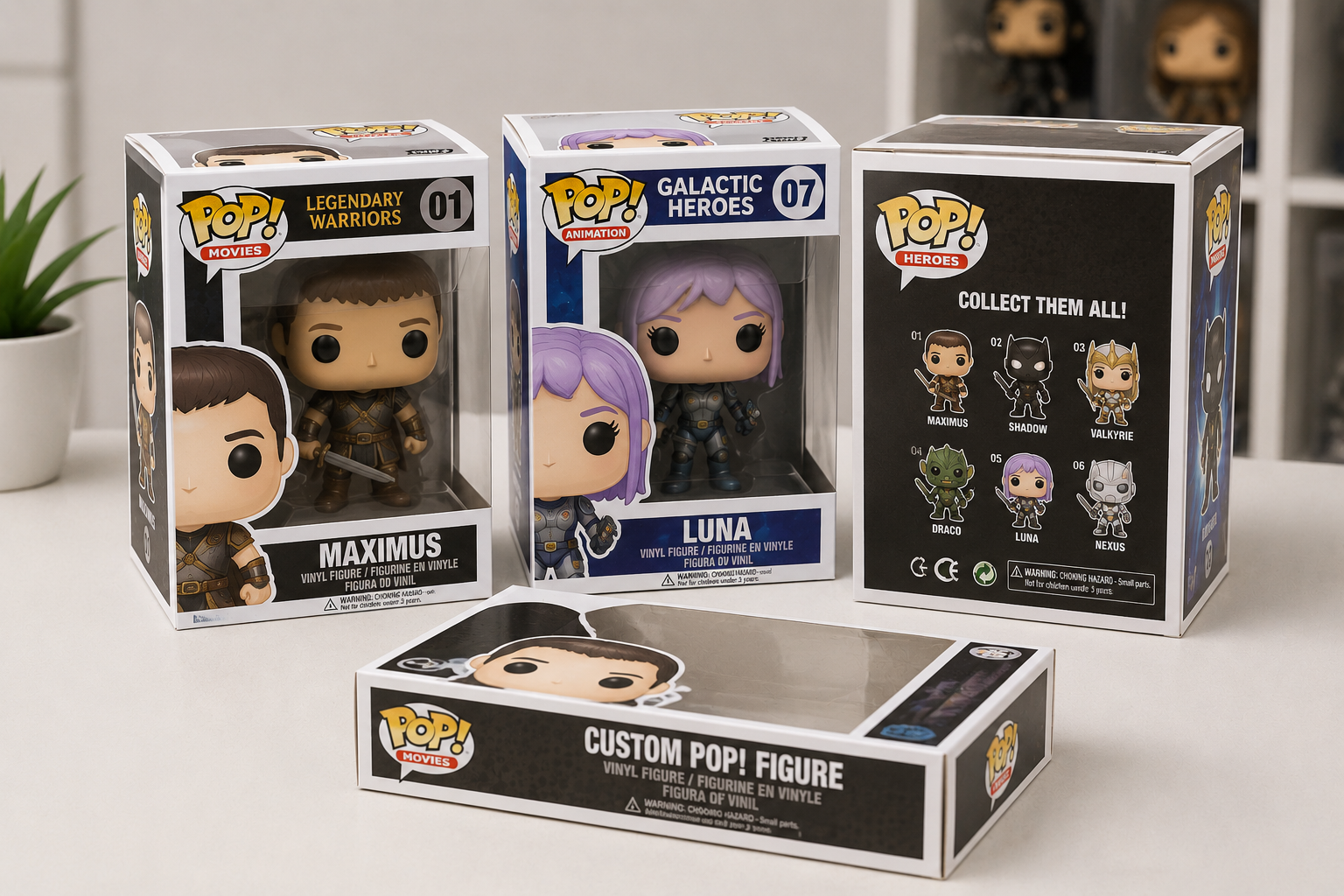 Custom Funko Pop packaging boxes with clear windows for safe storage, display and shipping