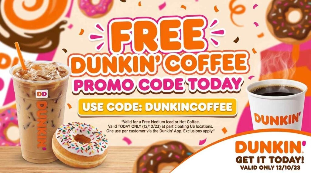 free dunkin coffee promo code today