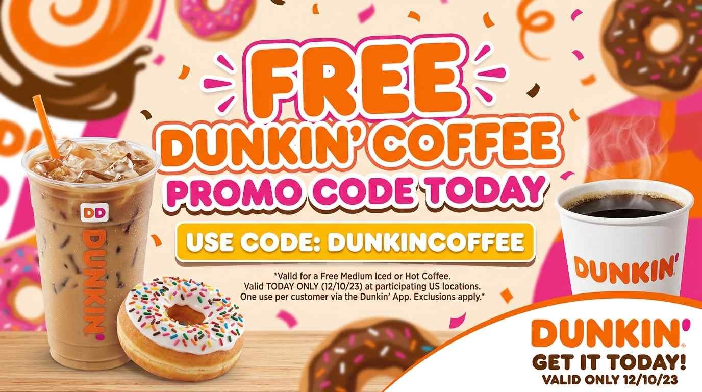 free dunkin coffee promo code today